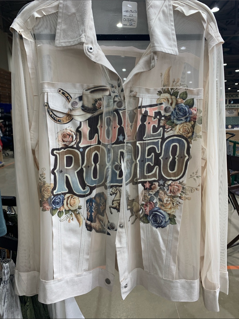 Origami Women’s Sheer Cream “Love Rodeo”  Jacket with snap buttons